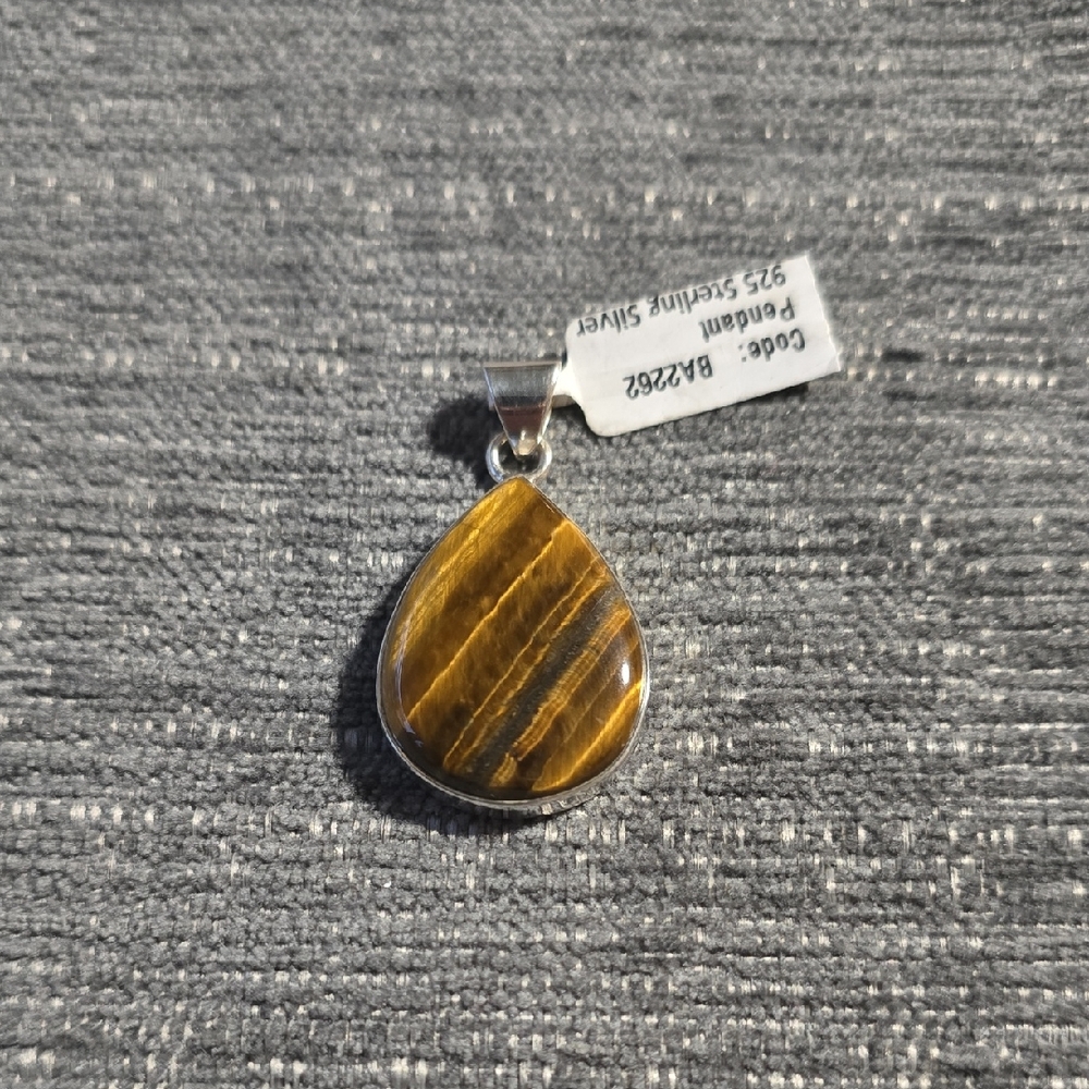 925 Sterling Silver Tiger Eye Pendant~NWT